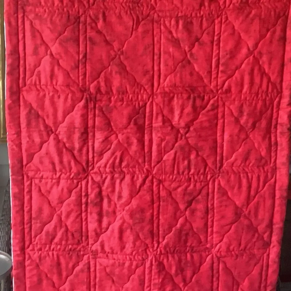 NWT. Black White and Red Sheep Lap Quilt Hand Crafted